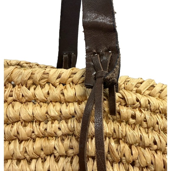 NWT JUICY COUTURE Pink Hamptons Straw Wicker Oversized‎ Tote Leather Handles - Picture 2 of 9